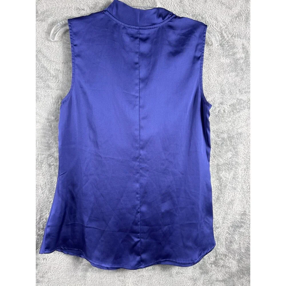 Apt. 9 Womens Cowl Neck Sleeveless Blouse Medium Royal Blue Satin - Picture 5 of 7
